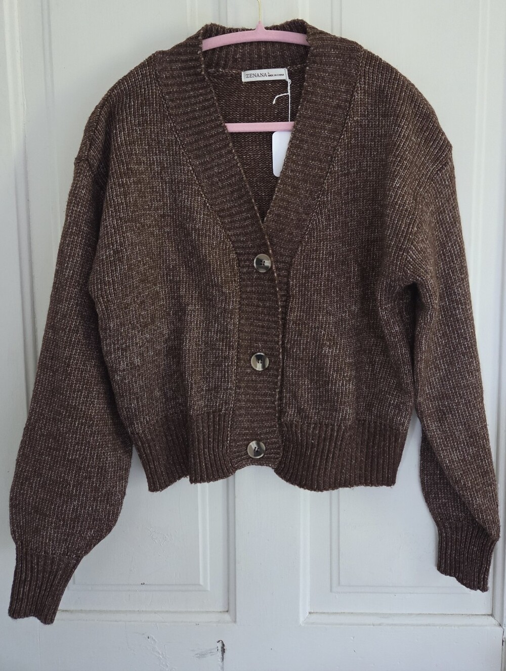 Zenana Heathered Brown Cardigan